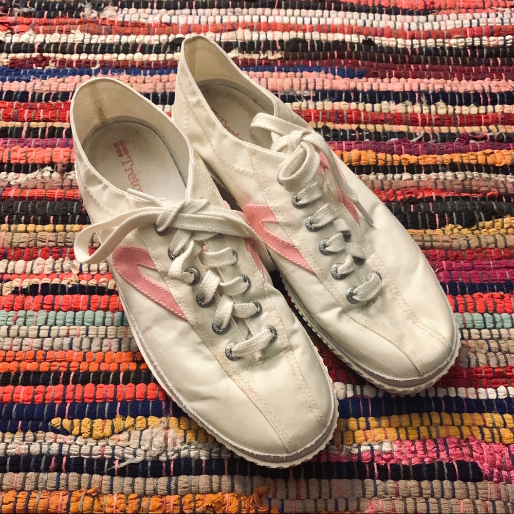 tretorn pink and white canvas sneakers